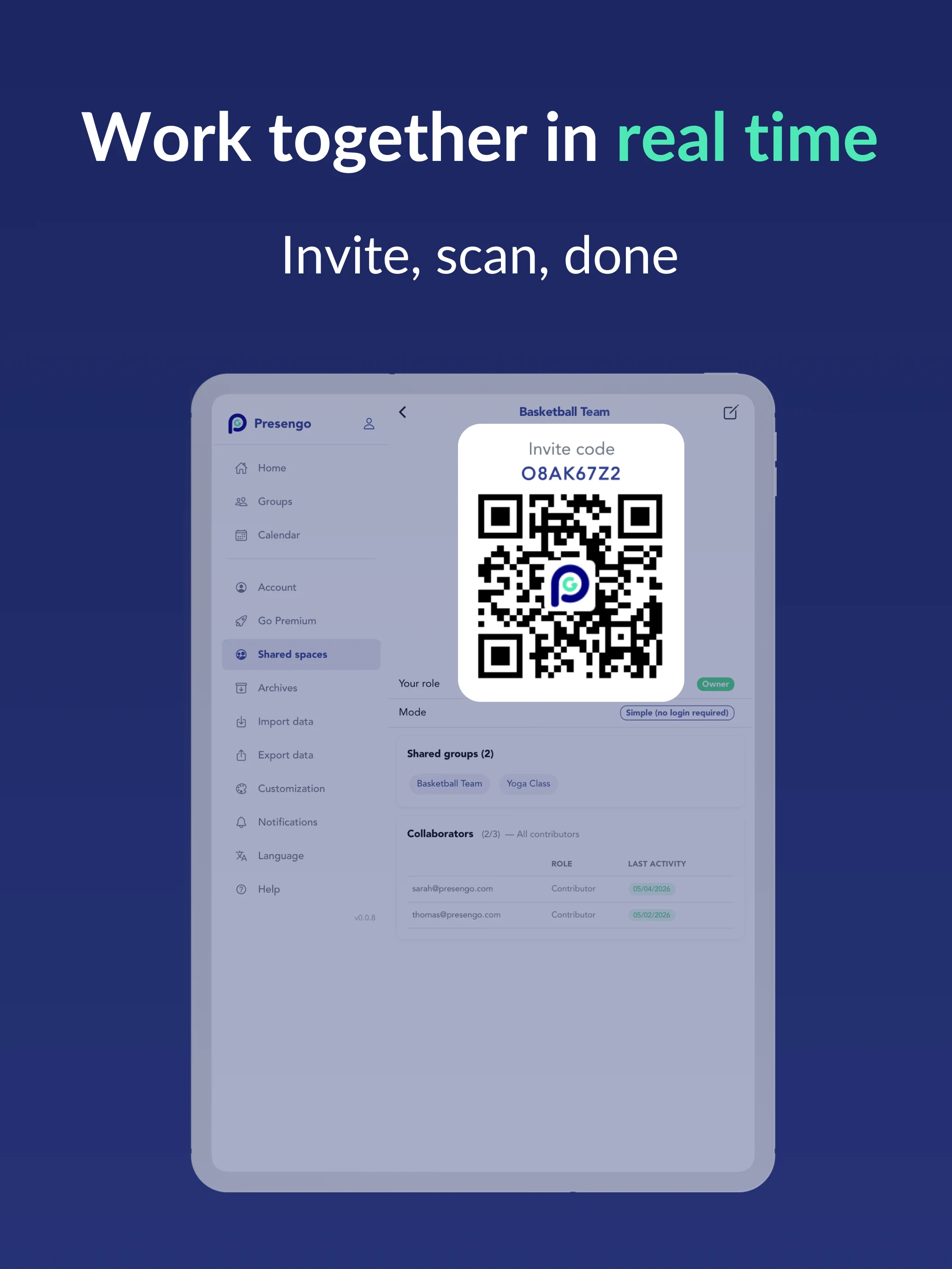 Presengo Attendance Register screenshot